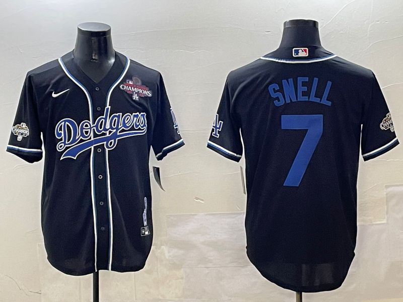 Men Los Angeles Dodgers #7 Snell Black Fashion Game 2025 Nike MLB Jersey style 30612